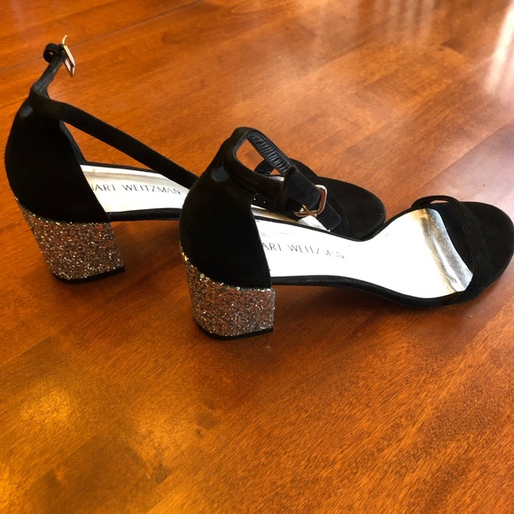 Stuart Weitzman Suede Glitter Sandals. Size 8.5. - Picture 1 of 11